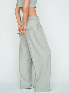 Lola Linen Blend Trousers, Pale Blue